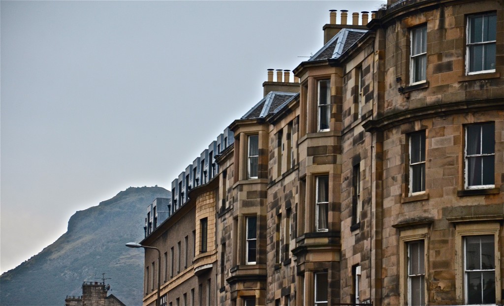 Tenements with Arthur's Seat hill behind, Edinburgh