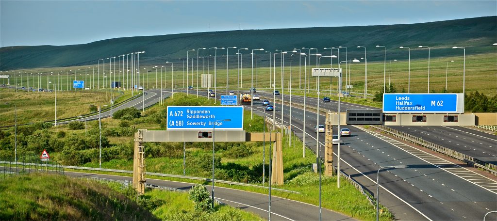 M62 motorway West Yorkshire Greater Manchester border